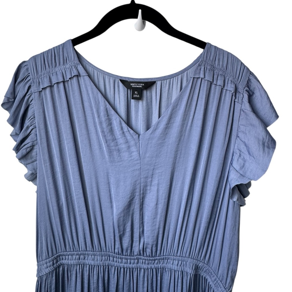 Vera Wang Soft Blue Ruffle Tiered Maxi Dress - Picture 2 of 3